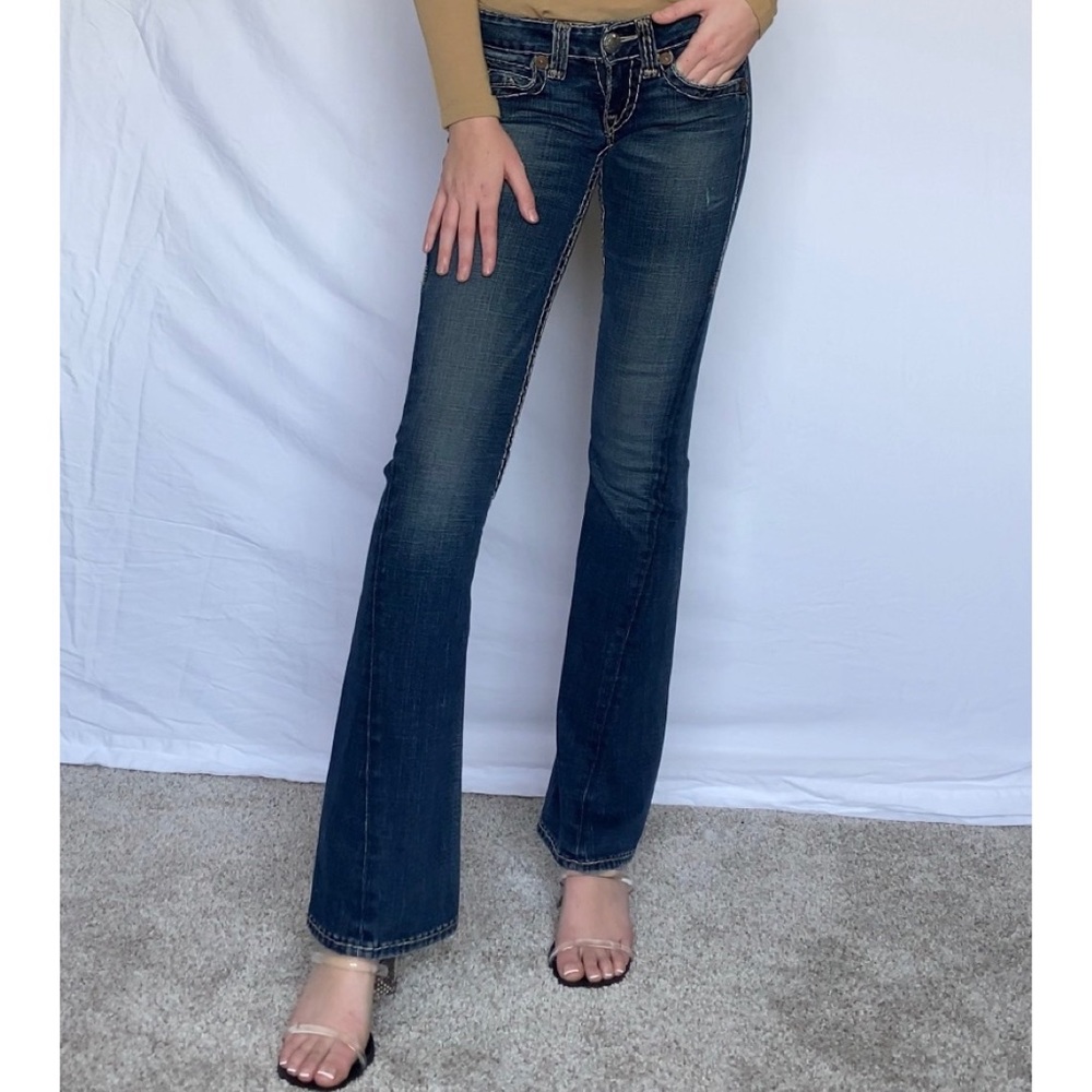 Low rise true religion medium wash bootcut jeans